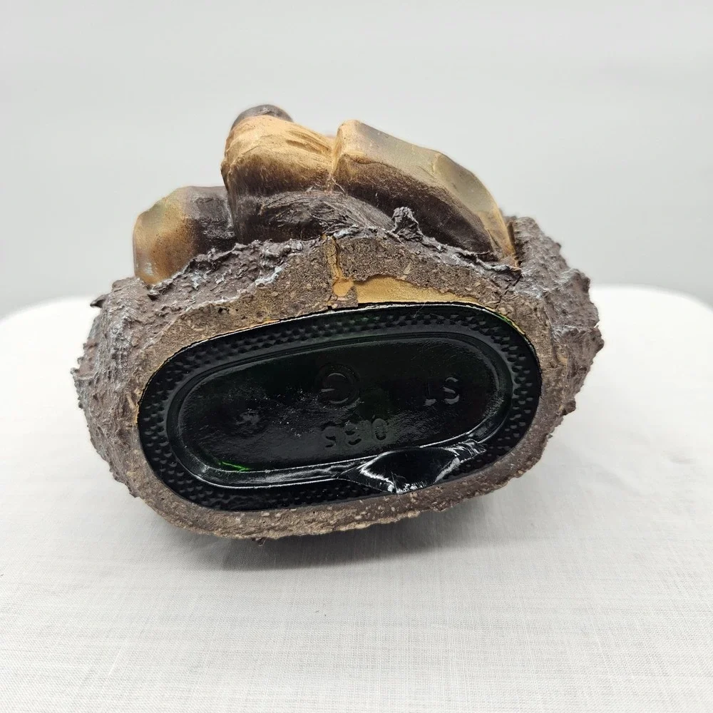 Old Man Carved Look Faux Tree Bark Resin Over Glass‎ Rustic Decanter No Stopper